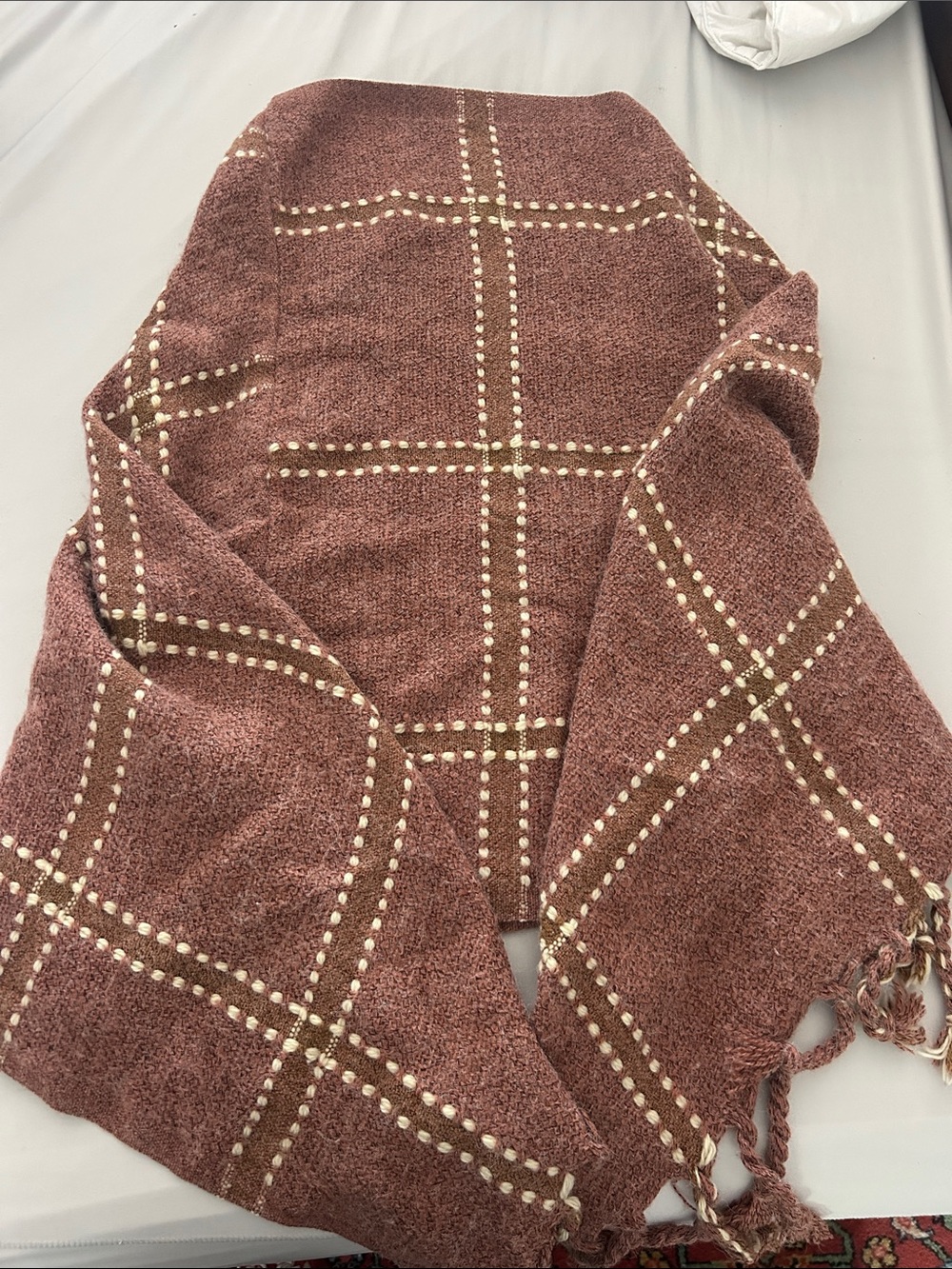 Cozy Brown Windowpane Throw Blanket by